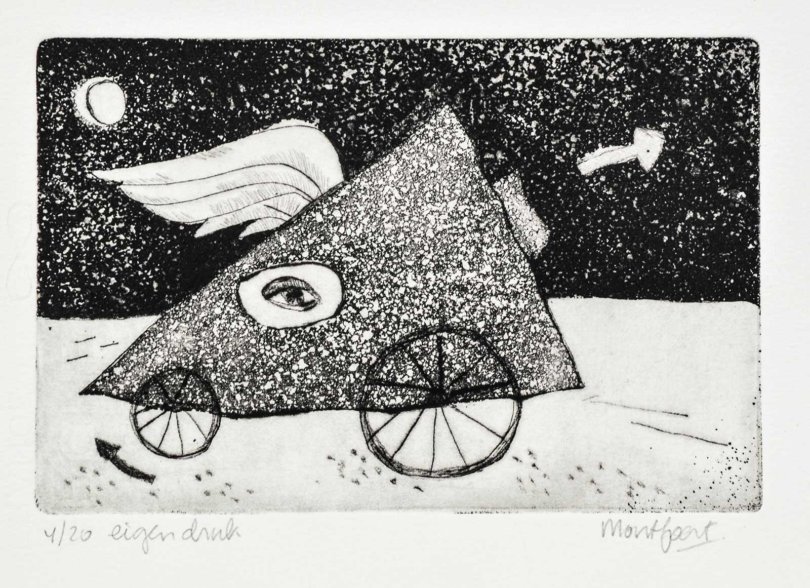 karretje vleugel, aquatint ets