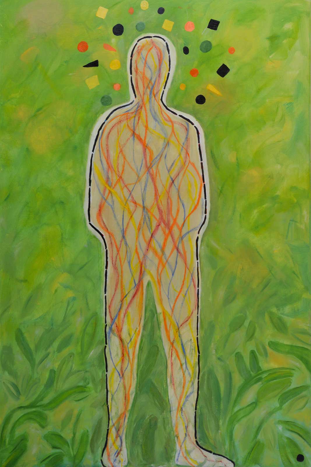 groene man, olieverf