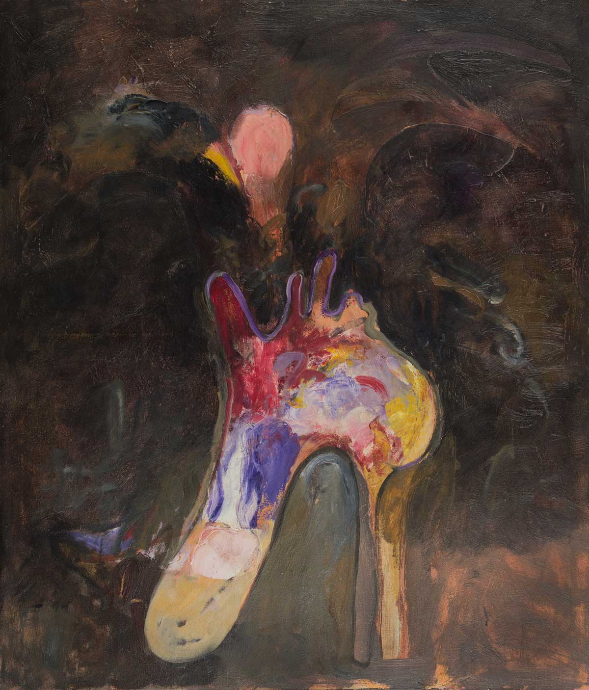 laars in bruin, olieverf