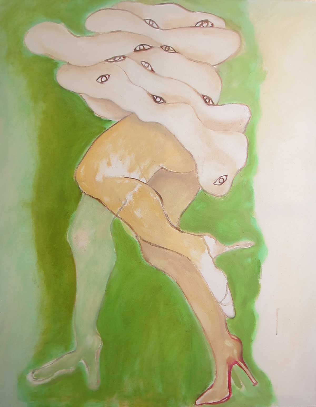 dansbenen oogjes, olieverf