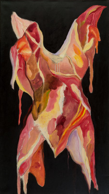 Olieverf schilderij, vleesjurk van Nella Montfoort