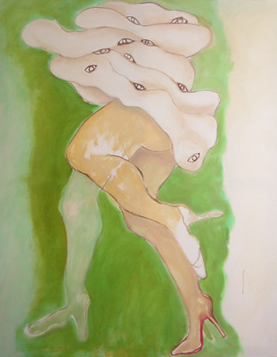 Olieverf schilderij, dansbenen oogjes van Nella Montfoort