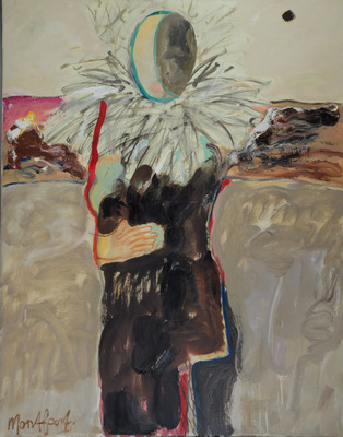 Olieverf schilderij, kruisverschrikker van Nella Montfoort