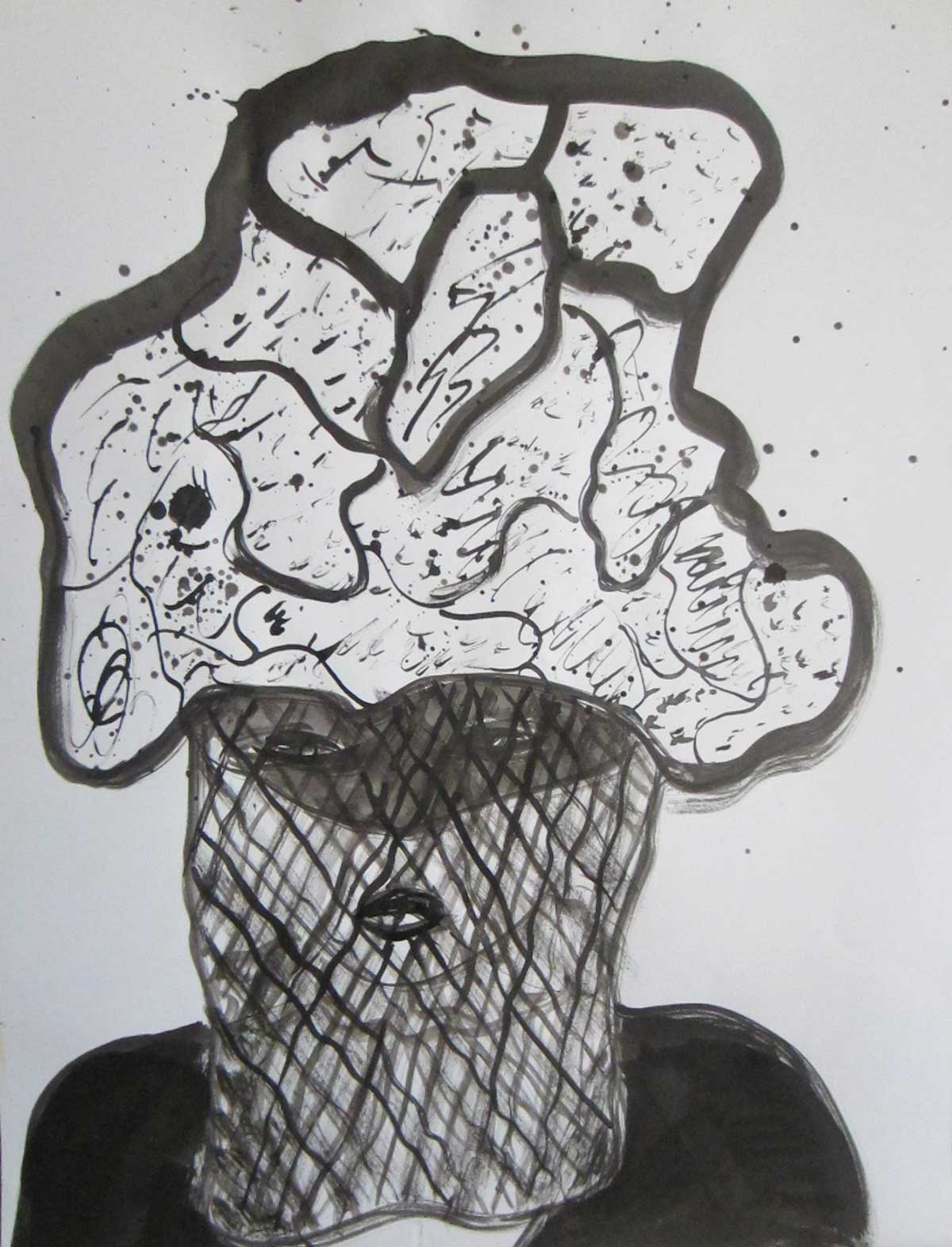 hoed met voile, inkt