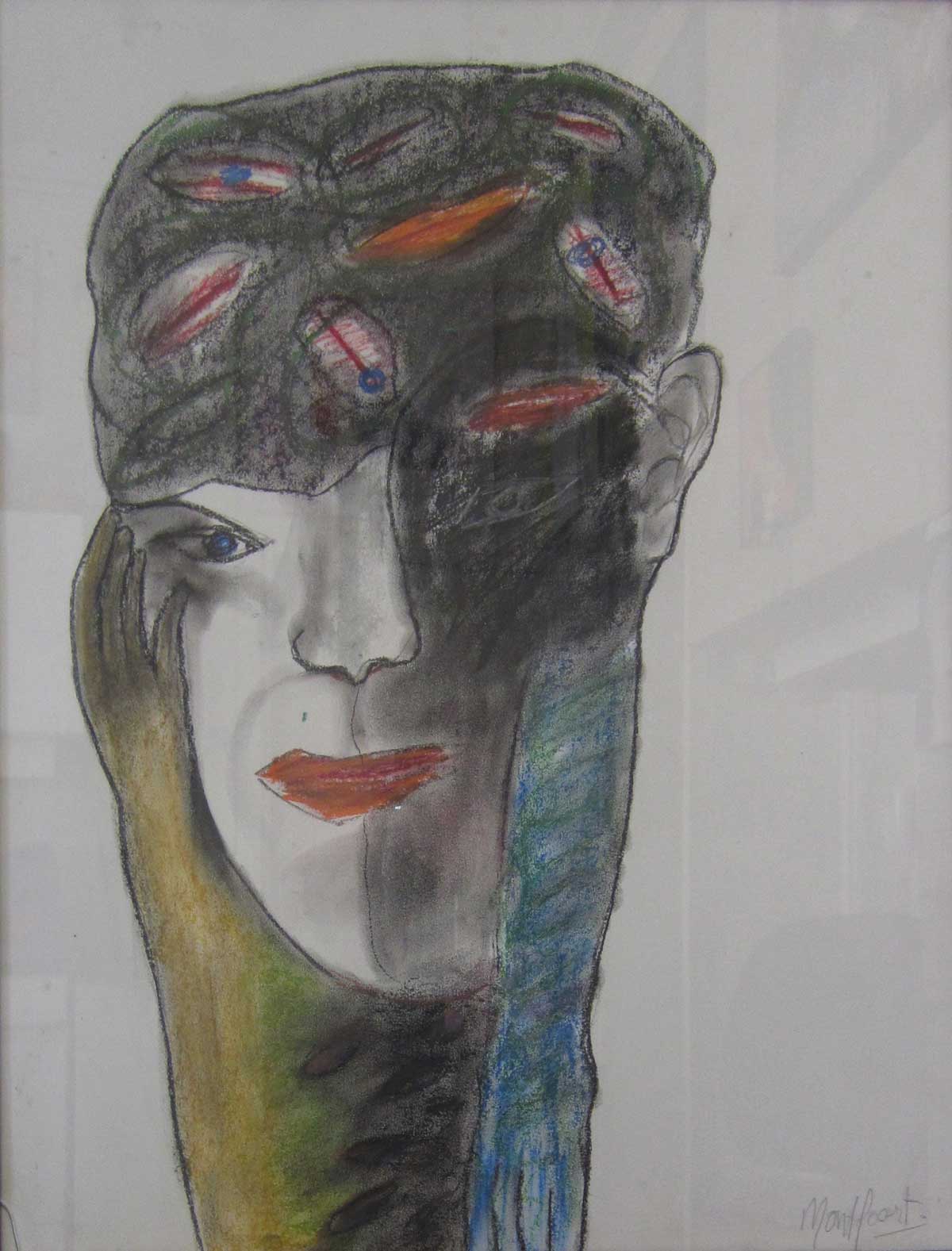 kleur kop handje, pastel