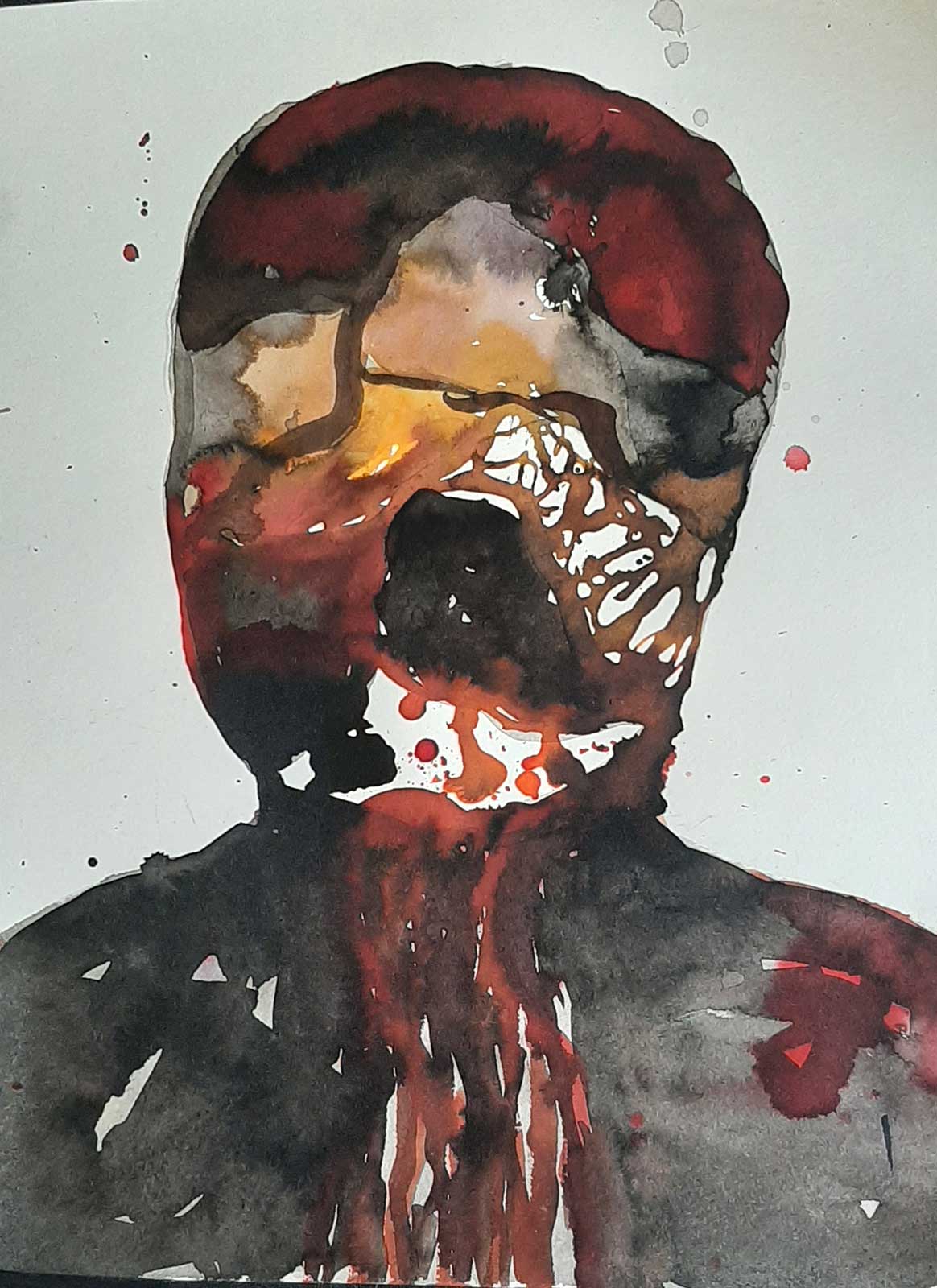 kleurhoofd  -   30x40 cm  -  inkt