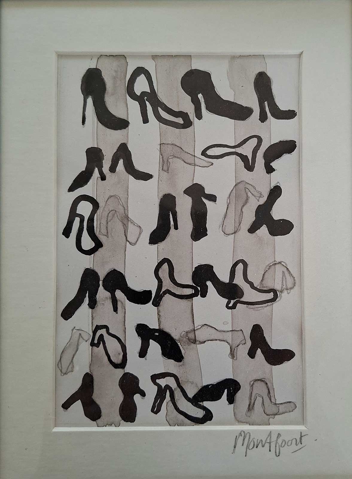 schoentjes op strepen, inkt