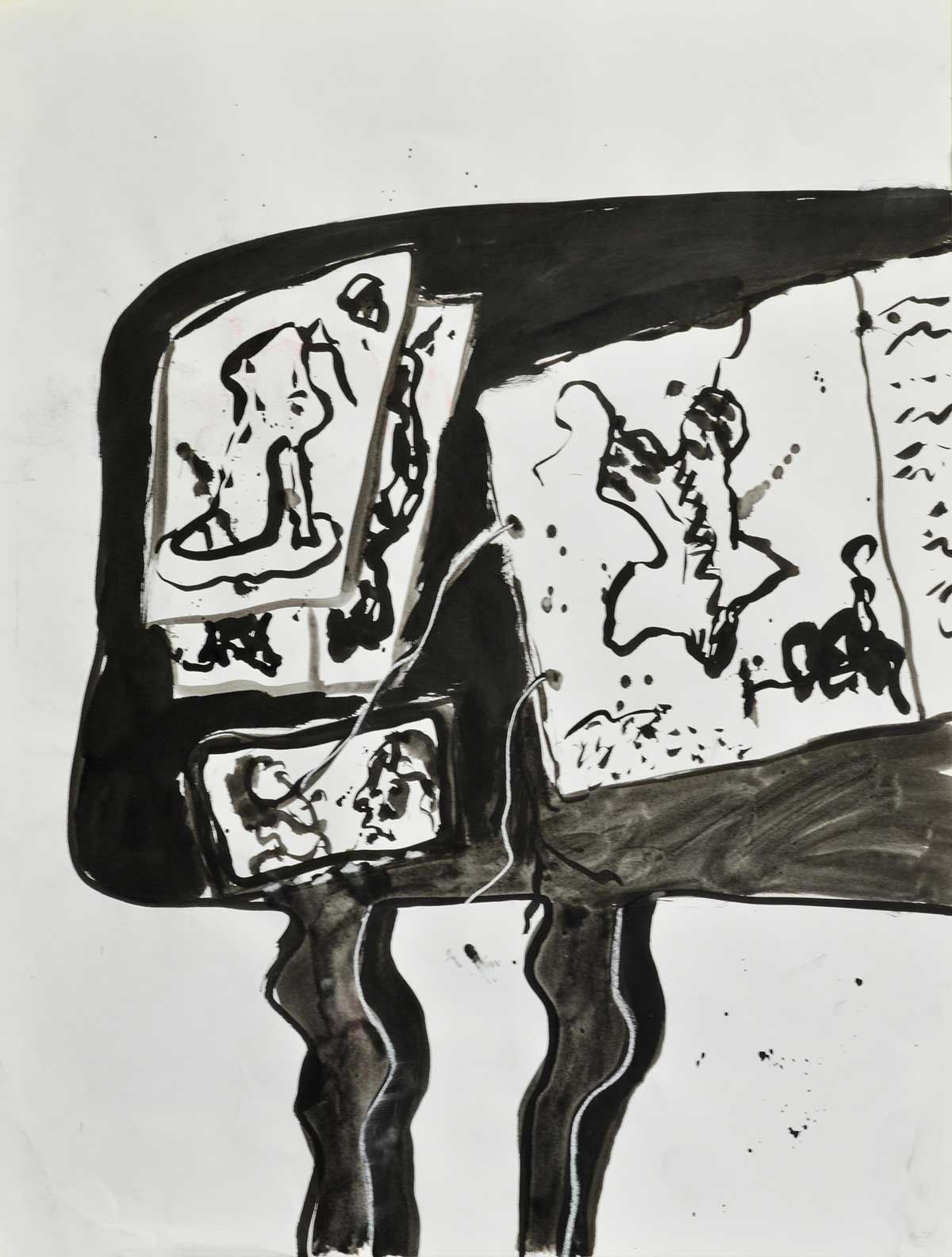 tafel met papier, inkt